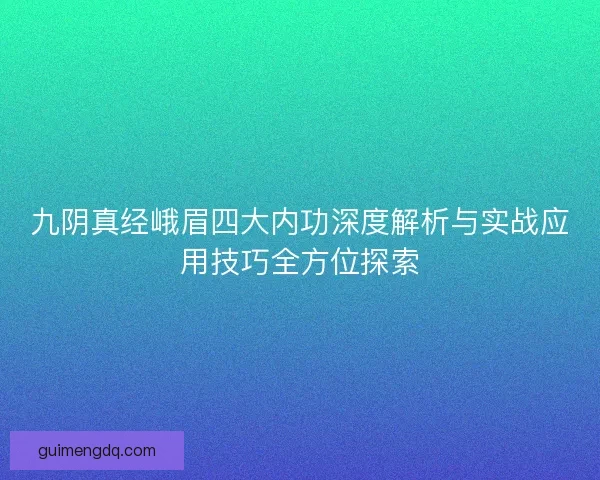 九阴真经峨眉四大内功深度解析与实战应用技巧全方位探索