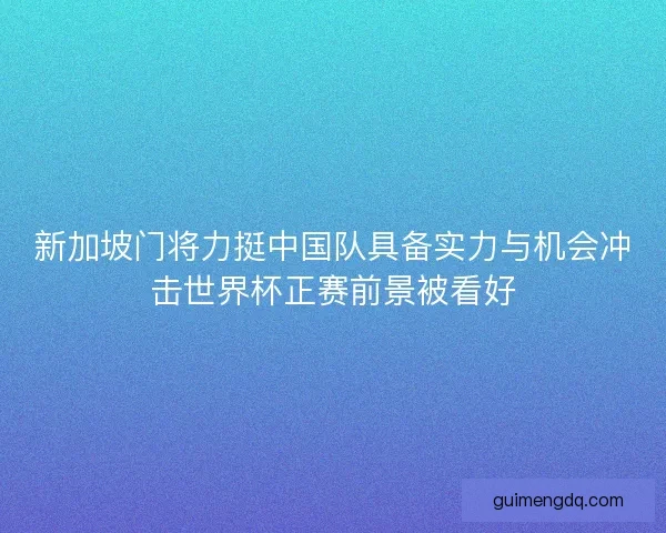 新加坡门将力挺中国队具备实力与机会冲击世界杯正赛前景被看好