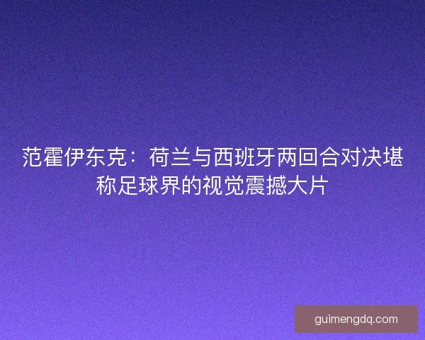 范霍伊东克：荷兰与西班牙两回合对决堪称足球界的视觉震撼大片