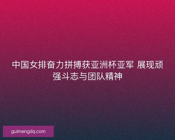 中国女排奋力拼搏获亚洲杯亚军 展现顽强斗志与团队精神