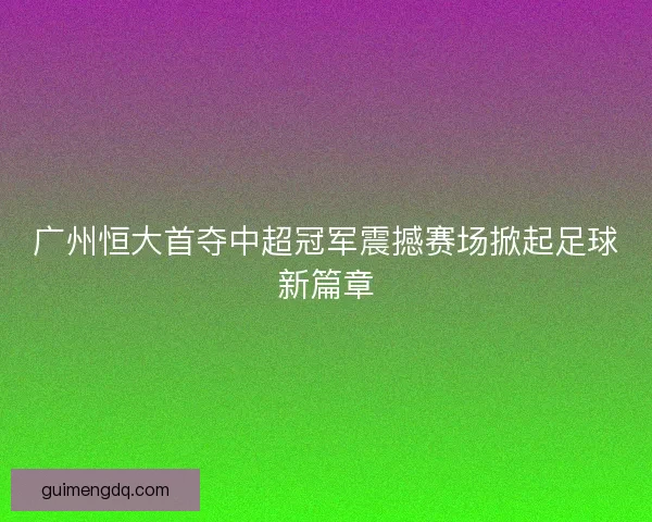 广州恒大首夺中超冠军震撼赛场掀起足球新篇章